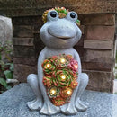 Large Frog Solar Garden Outdoor Statues with Succulent and 8 LED Lights,Outside Solar Frog Art Decor for Lawn,Yard, Balcony Ornament by CozyNest Decor
