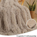 XeGe Luxury Faux Fur Throw, Soft 50x60 Fluffy Blanket, Shaggy Plush Decorative Couch Blanket, Winter Fall Cute Fuzzy Furry Lap Throw for Office Bedroom Living Room Khaki by CozyNest Decor