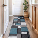 Rugshop Contemporary Modern Boxes for Home Office,Living Room,Bedroom,Kitchen Non Shedding Runner Rug 2'7" x 8' Blue by TinyTreasures Baby Boutique