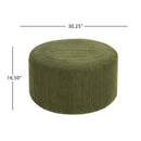 Upholstered Round Ottoman,Olive Green,Corduroy