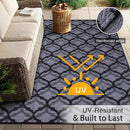 OLANLY Reversible Outdoor Rug 9x12 ft Clearance, Waterproof Outdoor Plastic Straw Rug with Interlacing Pattern, RV Mat for Patio, Camping, Balcony, Deck, Backyard, Black & Grey by CozyNest Decor