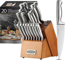 McCook® Kitchen Knife Sets,German Stainless Steel Knives Block Set with Built-in Sharpener by CozyNest Decor