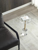Clear Acrylic End Table,Side Table,Brushed Brass Metal,Round,for Office, Living Room and Bedroom,Easy Assembly,12x12 inch，21.3 inch high by CozyNest Decor