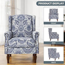 UIXE High Back Floral Accent Chairs Set of 2, Upholstered Armchair in Fabric, Retro Printed Wingback Arm Chair for Living Room, Nailhead Trim Single Sofa Bedroom Reading Seat - Navy Blue by CozyNest Decor