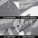 Pauwer Waterproof Outdoor Rug 9x12, Reversible Plastic Straw Patio Camping Rug, Indoor Outdoor RV Mat Carpet for Deck, Camper, Porch, Balcony, Backyard, Picnic, Floral Grey by GreenHaven Gardens