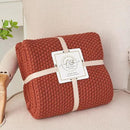 Longhui bedding Chunky Cable Knit Throw Blanket Lightweight Rust 100% Organic Cotton Blanket for Sofa Couch Bed Baby Nursery, Rustic Shabby Chic Modern Farmhouse, 51” x 63” Give Laundering Bag by CozyNest Decor