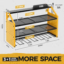 LBT Power Tool Organizer With Charging Station,Patented,Heavy Duty Steel,6 Drilling Rig Sizes With Hooks And Screw Boxes,6 sockets,Easy To Install Garage Storage Rack,Great Gift For Men, Yellow by GreenHaven Gardens