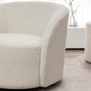 KINWELL 34" W Swivel Barrel Chair Set of 2, Mid Century Modern Round Upholstered Boucle Swivel Accent Chairs, No Assembly Sofa Chair for Living Room Bedroom Reading, Cream by CozyNest Decor