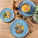 GBHOME Ceramic Dinnerware Sets for 4, 12 Pieces Stoneware Plates and Bowls Sets, Reactive Glaze Dishes -Scratch Resistant, Dishwasher&Microwave Safe-Alaskan Blue by CozyNest Decor