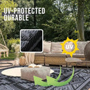 OLANLY Outdoor Rug Waterproof 9x18 ft, Reversible Outdoor Plastic Straw Rug, Boho Patio Rug, Indoor Outdoor Carpet, RV Mat Outside for Patio, Camp, Picnic, Balcony, Deck, Backyard, Black & Grey by GreenHaven Gardens