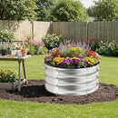 ZXZYHFTY Round Galvanized Raised Garden Bed kit,Silver Outdoor Garden Raised Planter Box, Round Large Metal Raised Garden Beds for Vegetable 2 * 2 * 1ft 3 Pcs by GreenHaven Gardens