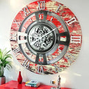 The Gears Clock Real Moving Gear Wall Clock England Line (Red Lava, 24 inches (60 cm)) by CozyNest Decor