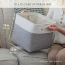 OrganiHaus 12x12 Cube Storage Bins 4 Pack, Foldable Cube Storage Organizer w/ Rope Handles, Collapsible Fabric Bins for Toys, Clothes & Closet Organization, Fabric Square Baskets - Black/White by CozyNest Decor