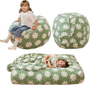 MAXYOYO Bean Bag Chair Bed for Kids, Convertible Bean Bag from Lazy Chair to Floor Bed, Fresh Floral Design Cover, Stuffed Floor Sofa Couch for Boys and Girls, High-Density Foam Filling, Green by CozyNest Decor