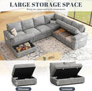 108 Inch Modular Sectional Sofa with Pull Out Bed,U Shaped 7 Seat Sectional Sleeper Sofa with Storage,Sectional Couches for Living Room,Cloud Modular Couch,Removable Sofa Cover,Light Gray by CozyNest Decor