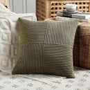 Fancy Homi 2 Packs Olive Green Big Decorative Throw Pillow Covers 24x24 Inch for Living Room Couch Bed, Rustic Farmhouse Boho Home Decor, Soft Corss Corduroy Patchwork Accent Cushion Case 60x60 cm by CozyNest Decor