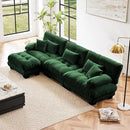 Modular Sectional Sofa, Comfy Cloud Couch 3 Seater Couch with Ottoman, Sectional Couches for Living Room, Modern Chenille L Shaped Couches, Sleeper Deep Seat Sofa with Throw Pillows, Green by CozyNest Decor