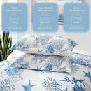 Coastal Bedding Queen Size Coastal Quilt with 2 Shams, Nautical Beach Comforter Sets Ocean Bedspreads Blue Starfish Coverlet Summer Bedding, 90''x96'' by CozyNest Decor