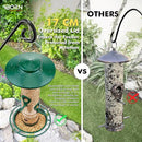 iBorn Bird Feeders for Outdoors, 2LB Metal Bird Feeders 17cm Large Roof &Tray, 4 Feeding Ports, Green Finish by CozyNest Decor