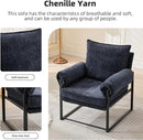 YISHENG Accent Chair with 6-Angle Adjustable Backrest, Chenille Fabric Living Room Chair Upholstered Lounge Chair, Modern Chair Cozy Reclining Chair for Reading Room, 1PC Dark Blue by CozyNest Decor