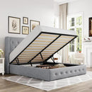 Allewie Queen Size Lift Up Storage Bed, Button Tufted Headboard with Wingback, Hydraulic Support, No Box Spring Needed, Light Grey by CozyNest Decor