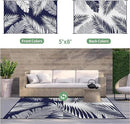 GENIMO Outdoor Rug 5' x 8' Waterproof for Patios Clearance, Reversible Outdoor Plastic Straw Camping Rug Carpet, Large Area Rugs Mats for RV, Picnic, Backyard, Deck, Balcony, Porch, Beach, Blue&White by CozyNest Decor