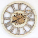 The Gears Clock 36'' Inch Real Moving Gear Wall Clock Vintage Industrial Oversized Rustic Farmhouse (Desert Beige) by CozyNest Decor