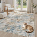 Area Rug for Living Room: 6x9 Washable Neutral Abstract Modern Soft Rugs Non Slip Indoor Floor Stain Resistant Large Carpet for Bedroom Dining Room Office Nursery - Blue Brown by TinyTreasures Baby Boutique
