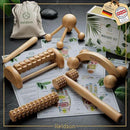 HELDSON® Wooden Therapy Massage Tools [6 Pieces] - Wood Rollers for Body Sculpting - Lymphatic Drainage Massager - Cellulite Tool - Maderoterapia Kit - Back Rolling Stick - Wellness Gifts Women, Men by CozyNest Decor