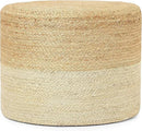REDEARTH · Cylindrical Pouf Foot Stool Ottoman - Jute Braided Pouffe Poof Accent Sitting Footrest for Living Room, Bedroom, Nursery, Patio, Lounge & Other Rooms (Natural Ivory, 18"x18"x14") by CozyNest Decor