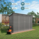 4 * 9.2 * 6 FT Outdoor Storage Shed, Galvanized Steel Garden Shed with Lockable Door & Window, Waterproof Metal Tool Storage for Garden, Backyard, Patio, Lawn(Gray) by GreenHaven Gardens