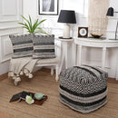 REDEARTH · Tufted Pouf Ottoman with Filler Textured Storage Cube Bean Bag Pouffe Footrest for Living Room, Bedroom, Nursery, Kidsroom; 100% Cotton (17.5"X17.5"X17.5", Char Delineate Black) by CozyNest Decor