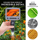 National Geographic Digital Microscope for Kids – 40-Piece Handheld Microscope, Lightweight, Portable, Capture 1080p Photos & Video on Micro SD Card, Tilting 4.3-Inch LCD Screen, 800x Magnification by TinyTreasures Baby Boutique