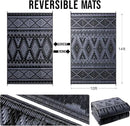 OLANLY Outdoor Rug Waterproof 10x14 ft, Reversible Outdoor Plastic Straw Rug, Boho Patio Rug, Indoor Outdoor Carpet, RV Mat Outside for Patio, Camp, Picnic, Balcony, Deck, Backyard, Black & Grey by GreenHaven Gardens