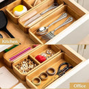 SMIRLY 3-Piece Bamboo Kitchen Drawer Organizer Set for Large and Small Utensils, Multi-use Storage Box - Bathroom, Nightstand, Jewelry, Cutlery, Knife, Spice, Towel, Junk Drawer Tray by CozyNest Decor