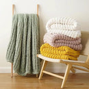Battilo Chunky Knit Throw Blanket, Soft and Thick Chenille Throw Blanket, 50"x60" Handmade Cable Knit Crochet Blanket, Large Rope Knot Throw Blankets for Couch Sofa Bed Home Decor, Light Green by CozyNest Decor