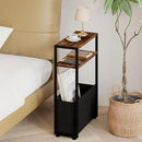 Narrow Side Table, Slim End Tables with Fabric Basket, Skinny Table for Small Spaces, Thin Bedside Table for Living Room, Bedroom by CozyNest Decor