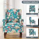 UIXE High Back Floral Accent Chair, Upholstered Armchair in Fabric, Retro Printed Wingback Arm Chair for Living Room, Nailhead Trim Single Sofa Bedroom Reading Seat - Peacock Blue by CozyNest Decor