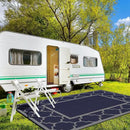 GENIMO 10 ' x 14 ' Outdoor Rug Waterproof for Patio Decor, Foldable Reversible Plastic Straw Area Rugs Mat for Camper, Outside Carpet for Rv, Deck, Porch, Picnic, Beach, Balcony, Blue & Grey by CozyNest Decor