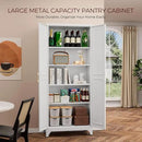 75" Kitchen Pantry Cabinet, White Metal Storage Cabinets with 2 Doors and 4 Adjustable Shelves, Tall Pantry Storage Cabinet for Kitchen, Dining Room, Living Room by CozyNest Decor