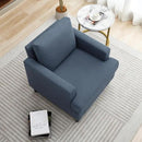 Mid-Century Accent Chair,Modern Linen Fabric Armchair for Living Room,Comfy Upholstered Reading Accent Chairs for Bedroom,Single Sofa Chair with Wood Legs (Blue Grey, 1 Pack) by CozyNest Decor