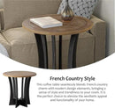 Farmhouse Round End Table X 2P with Criss-Cross Wood Legs, Rustic French Country Side Table for Dinning or Living Room, Modern, Black, Natural Wood by CozyNest Decor
