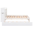 Storage Platform Bed With Pull Out Shelves, Trundle, And 2 Drawers