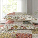 NEWLAKE Cotton Patchwork Bedspread, 3-Piece Bedding Quilt Set with Real Stitched Embroidery, Reversible Matelasse Bed Coverlet Set,Floral Paisley Grid with Lace,Queen Size by CozyNest Decor