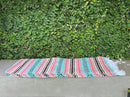 Del Mex Classic Mexican Blanket, Large Authentic Woven Falsa Throw (70"x50"), Artisan Southwest Décor for Beach, Yoga, Outdoors (Mint/Tan/Pink) by CozyNest Decor