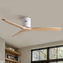 Low Profile Flush Ceiling Fan Without Light - Matte White / White by HouseOfZazla