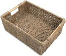 Large Natural Wicker Basket Rectangular with Wooden Handles, Seagrass Storage for Organizing, Shelves 15.5 x 10.6 x 5.5 inches by CozyNest Decor