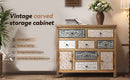 Vintage Wooden Accent Chest with 7 Drawers & 2 Cabinets