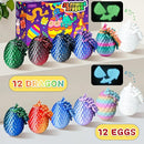 12PCS 3D Printed Dragon Eggs with Dragon Inside, Cool Stuff Fun Gifts, Mini Dragon Egg Set Articulated Crystal Dragon Fidget Toy for Adults Teens Boy Gifts Easter Basket Stuffers by TinyTreasures Baby Boutique