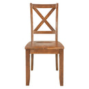 3-Piece Wood Drop Leaf Breakfast Nook Dining Table Set with 2 X-back Chairs for Small Places, Brown